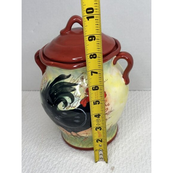 SUSAN WINGET CERTIFIED INTERNATIONAL LE ROOSTER MEDIUM CANISTER 9" - Picture 3 of 11